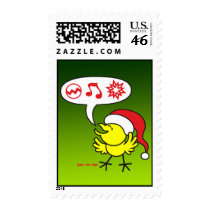 Christmas Chicken making a Wish Postage Stamps