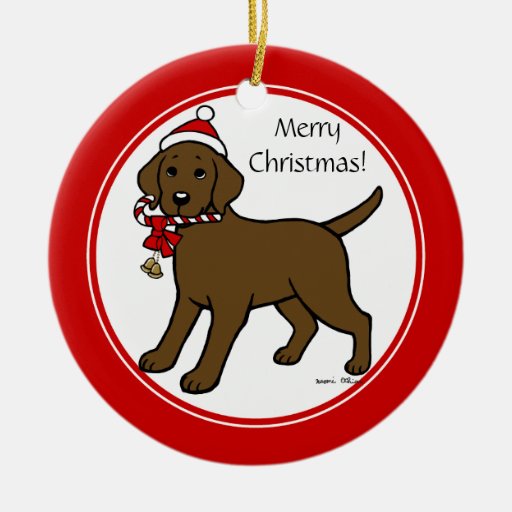 Christmas Chocolate Labrador Puppy Cartoon Ornaments