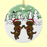 Christmas Chocolate Labradors Cartoon ornaments