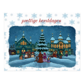 Christmas city postcard with snow edge Netherlands