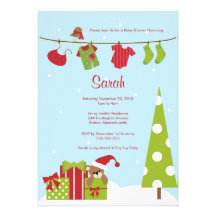 Christmas Clothesline Baby Boy Shower Invite