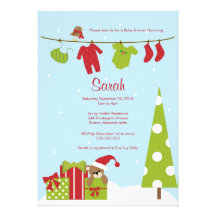 Christmas Clothesline Baby Shower Invite