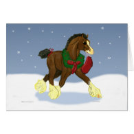 Christmas Clydesdale Horse Colt Greeting Card