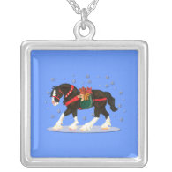 Christmas Clydesdale Horse & Teddy Bears Necklace necklace