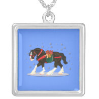 Christmas Clydesdale Horse & Teddy Bears Necklace