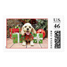 Christmas - Cockapoo - Bella Postage Stamp