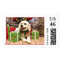 Christmas - Cockapoo- Charlie Postage Stamp