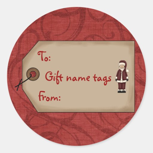 Christmas Collection Gift Name Tags Santa Stickers | Zazzle