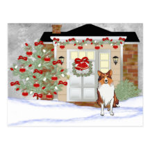 Christmas Collie Dog Postcards