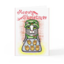 Christmas Cookie Cat Holiday Card by jamiecreates1 Christmas Cookie Cat Holiday Card