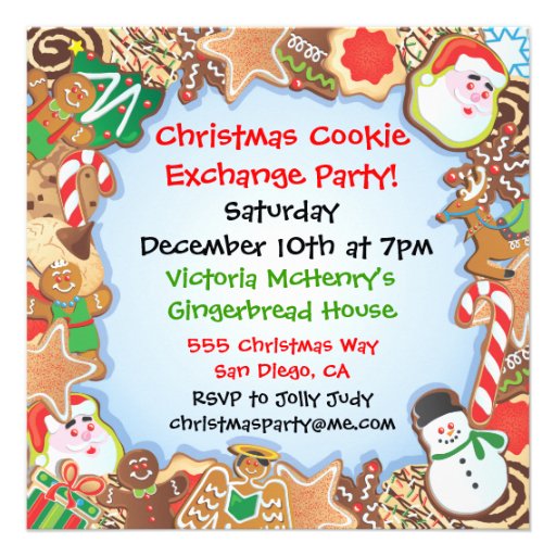 christmas cookie exchange party invitation 5 25 quot square christmas cookie exchange party invitation 5 25 quot square