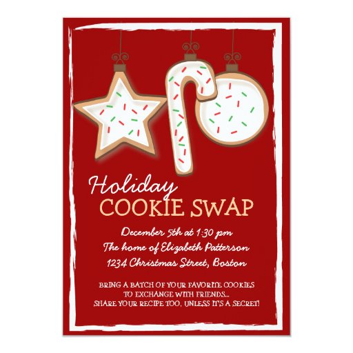 christmas cookie swap holiday invitation zazzle christmas cookie swap holiday invitation zazzle