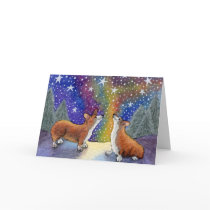 Christmas Corgis Enjoy The Stars Together CARD