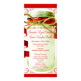 Christmas Country Mason Jar Wedding Programs Full Color Rack Card