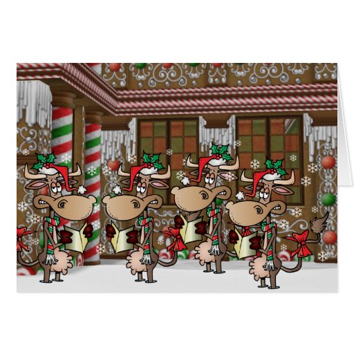 Christmas cow caroling cards