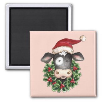 Christmas Cow - Magnet