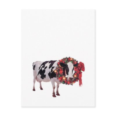 Christmas Cow Postcard Template Vertical by fun_tshirt