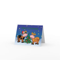 Christmas Cows Happy Moo Year Greeting Card