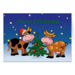Christmas Cows Happy Moo Year Greeting Card