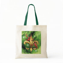 Christmas Crawfish & Fleur de lis Tote Bags