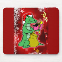 Christmas Crocodile Mouse Pad
