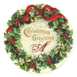 CHRISTMAS CROWN WITH MISTLETOES AND HOLLY BERRIES STICKERS