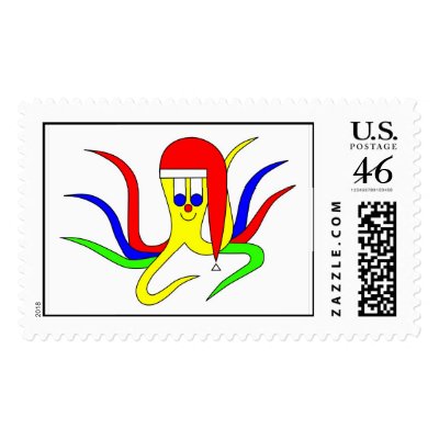 Christmas Cuttlefish Stamp by lonvig