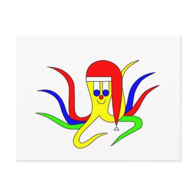 Christmas Cuttlefish Postcards by lonvig