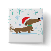 Christmas Dachshund button