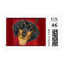 Christmas Dachshund! (stamp) by pawtraitart Christmas Dachshund! (stamp)