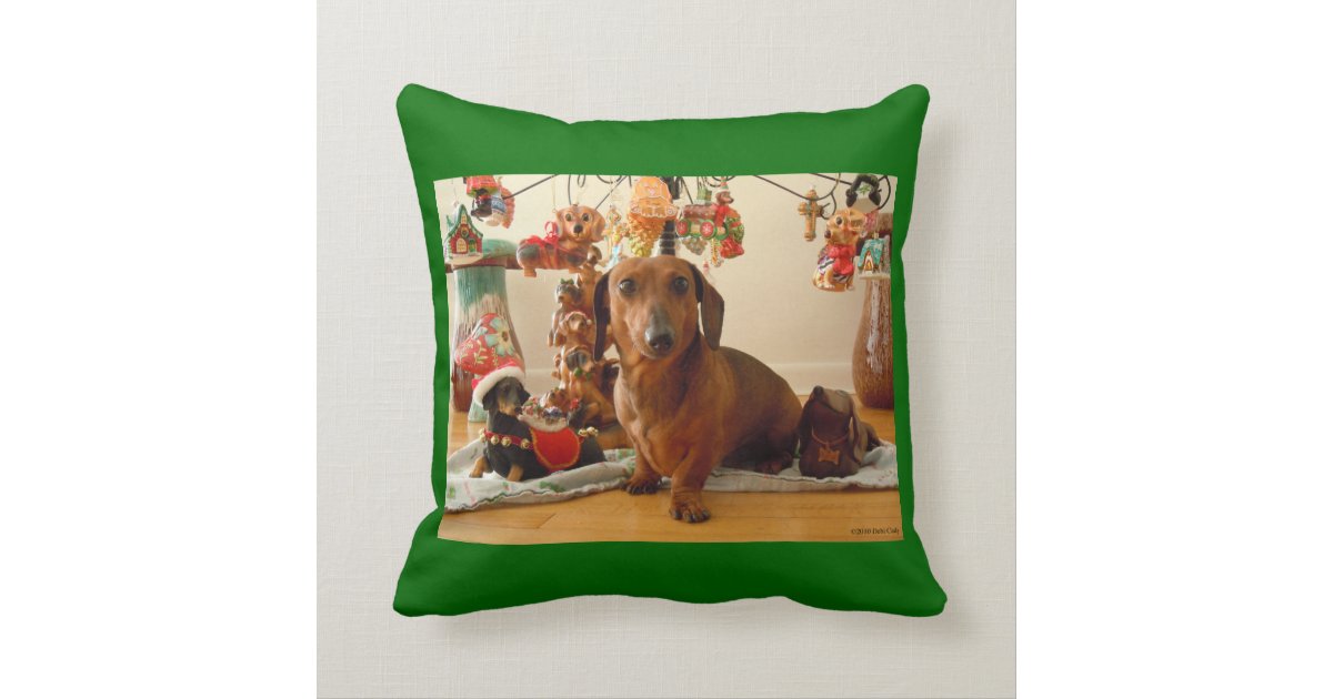 dachshund holiday pillow