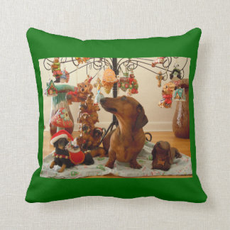 dachshund christmas throw pillows