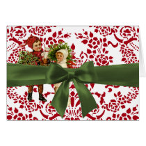 Christmas Damask Note Card cards