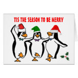 Christmas Dancing Penguin Tis Season To Be Merry Greeting Card
