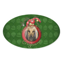 Christmas - Deck the Halls - Afghans Oval Sticker