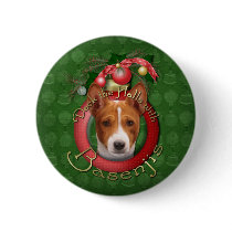 Christmas - Deck the Halls - Basenjis Button