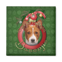 Christmas - Deck the Halls - Basenjis Refrigerator Magnets