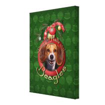 Christmas - Deck the Halls - Beagles Gallery Wrapped Canvas