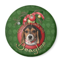 Christmas - Deck the Halls - Beagles Refrigerator Magnets