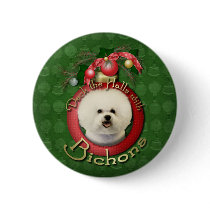 Christmas - Deck the Halls - Bichons Pinback Button