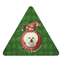 Christmas - Deck the Halls - Bichons Triangle Sticker