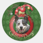 Christmas - Deck the Halls - Cattle Dogs Round Sticker