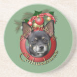Christmas - Deck the Halls - Chihuahuas - Isabella Beverage Coaster