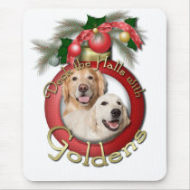 Christmas - Deck the Halls - Goldens  Tebow Corona Mouse Pads
