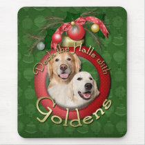 Christmas - Deck the Halls - Goldens  Tebow Corona Mouse Pads