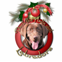 Christmas - Deck the Halls - Labradors - Chocolate Photo Sculpture