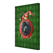 Christmas - Deck the Halls - Newfies Stretched Canvas Prints