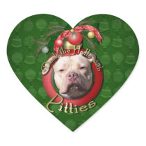 Christmas - Deck the Halls - Pitbull -Jersey Girl Heart Sticker