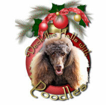 Christmas - Deck the Halls - Poodles - Chocolate Photo Cut Out