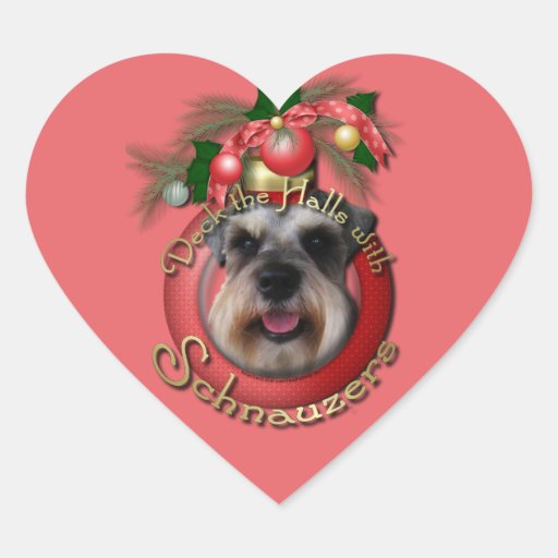 Christmas - Deck the Halls - Schnauzers Heart Sticker